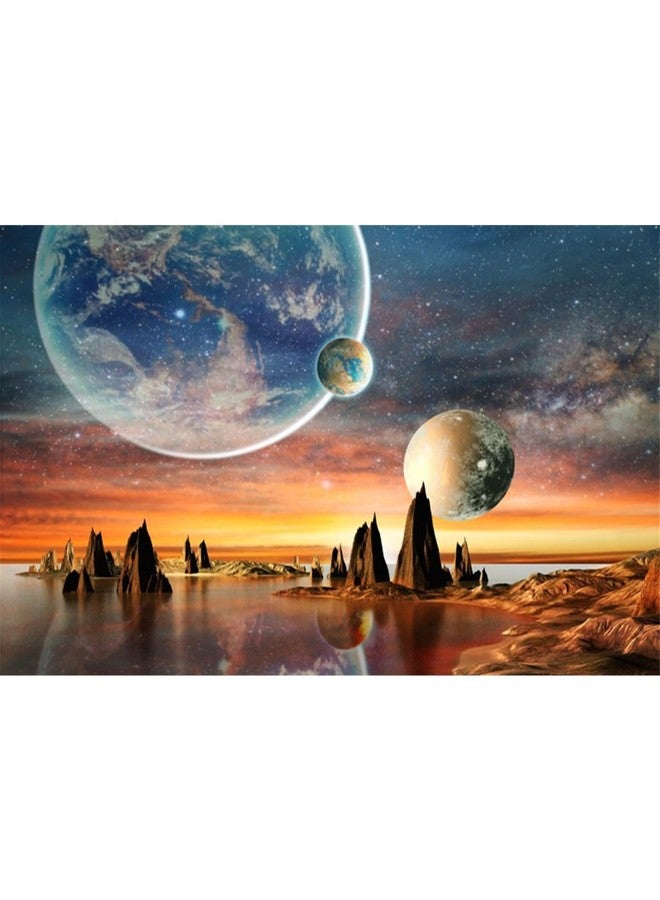 AWERT خلفية حوض أسماك AWERT مقاس 48 × 18 بوصة، بتصميم مجرة، منظر فضائي للكواكب من الأرض، خلفية لحوض أسماك، خلفية لحوض أسماك صحراوي حار - Image 1
